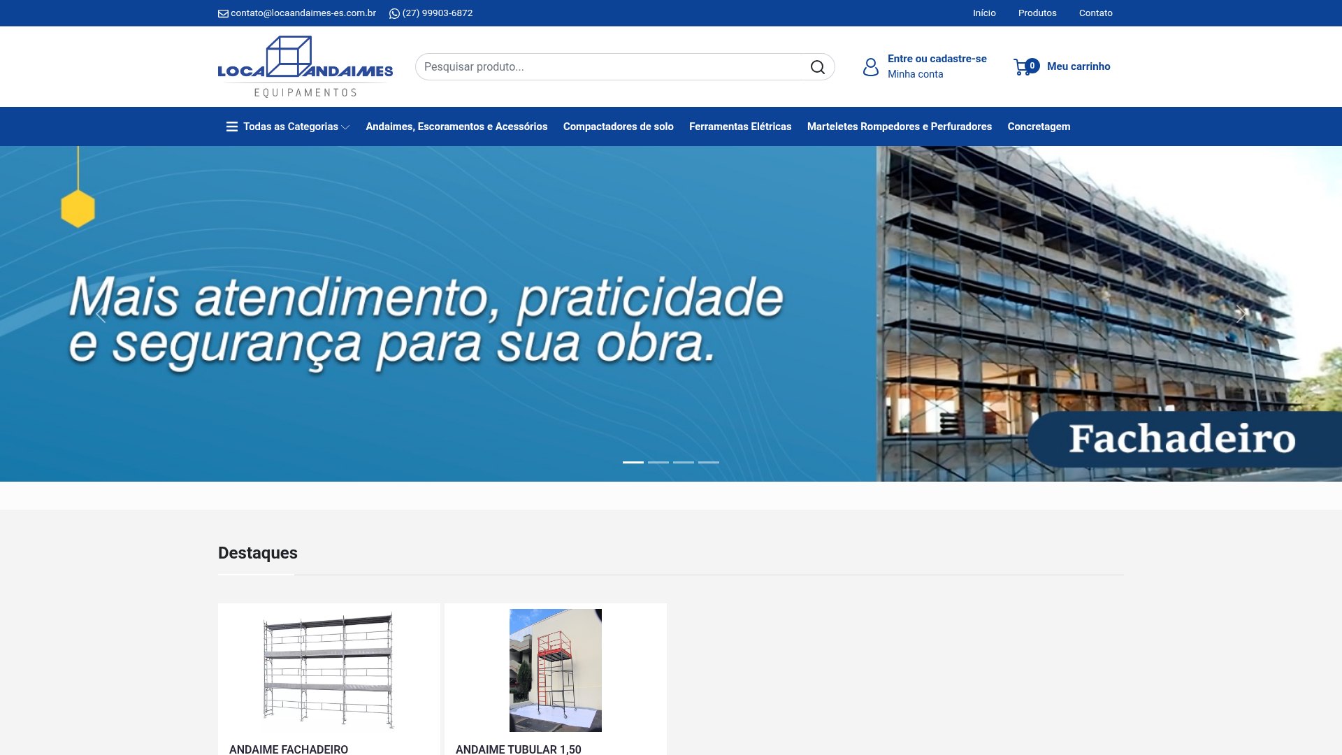 Prévia do website Loca Andaimes no computador
