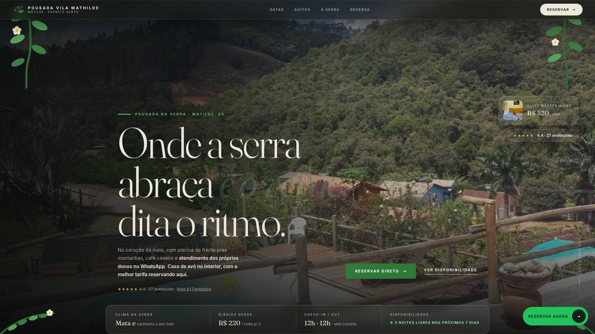 Prévia do website Vila Mathilde no computador