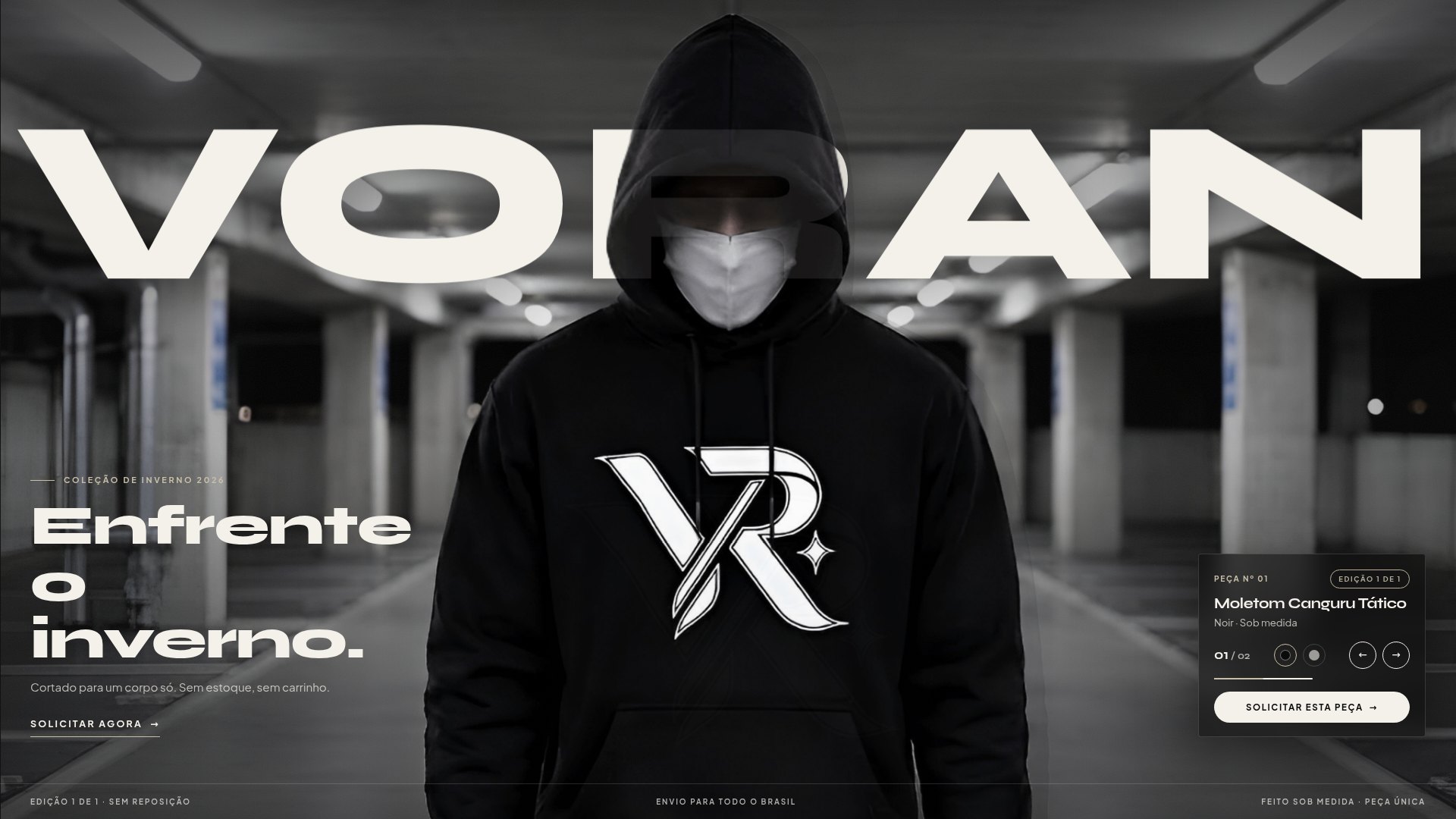 Prévia do website Voran Wear no computador